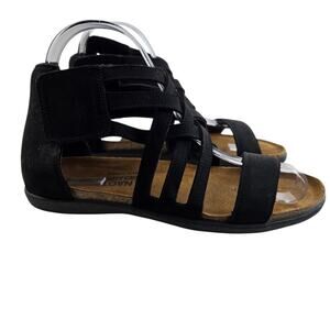 Naot Marita Sandals Womens 6 6.5 37 Black Nubuck Leather Strappy Gladiator Boho